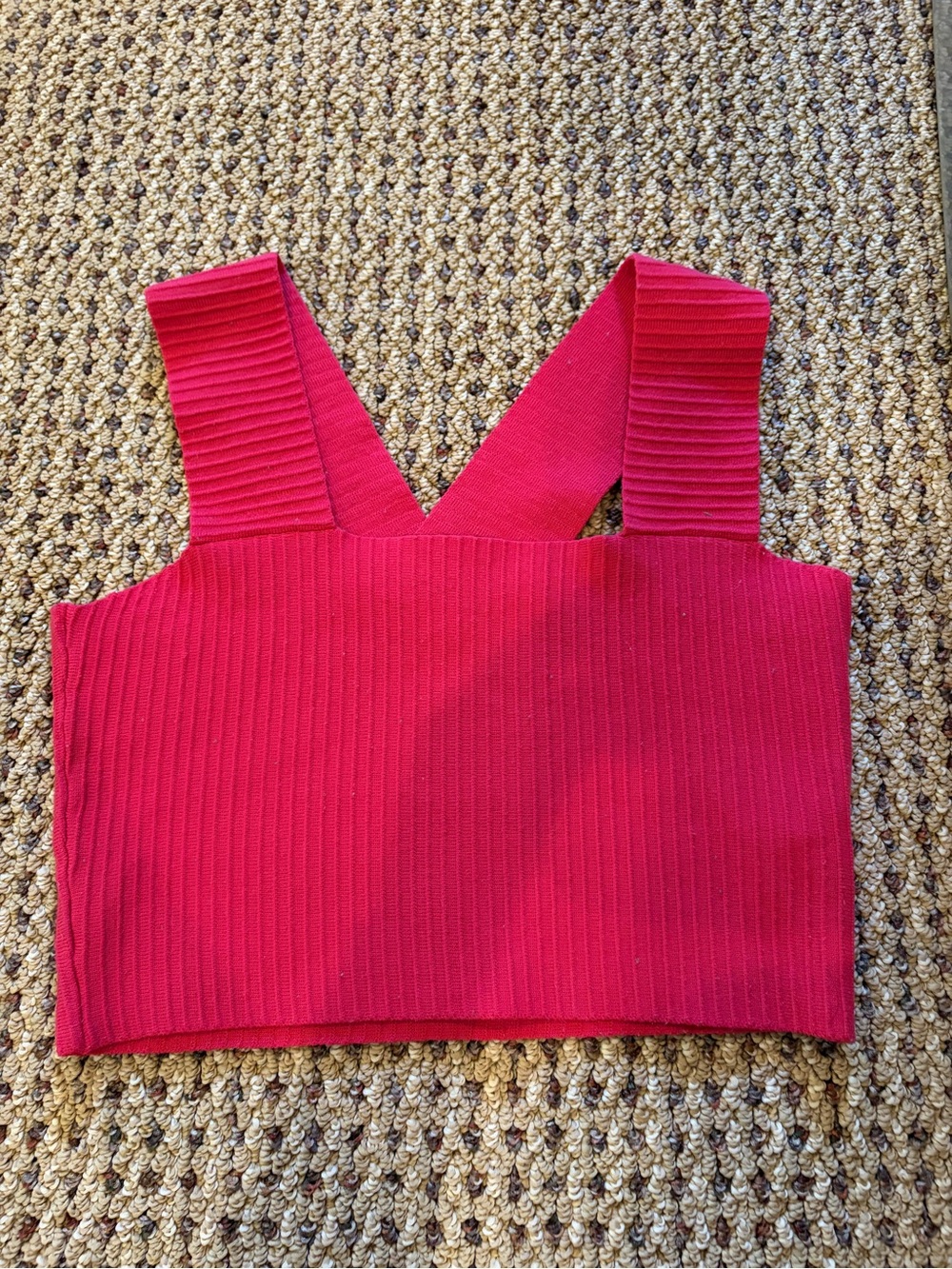 Altar'd State Red Ribbed V-Back Crop Top